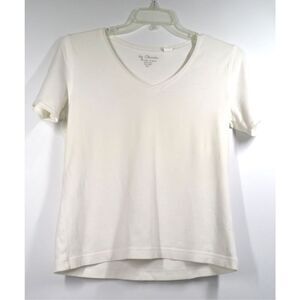 Chico’s V Neck Basic White T Shirt Women Size 1 Médium Size 8